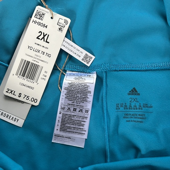NWT Adidas blue high waisted leggings athletic yoga bottoms women’s size 2XL - Picture 6 of 6